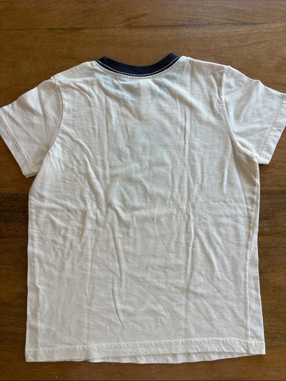 The Bee & The Fox- Kids cream T-Shirt with Blue Collar